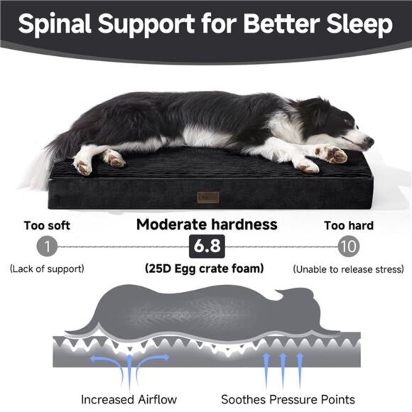 Orthopedic Large Dog Bed, Deluxe Pet Bed Crates, Waterproof 35" x 22", Black - Picture 2 of 6